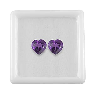 1.35 ctw Heart Cut African Amethyst Loose Gemstone &ndash; AAA Grade (Set Of 2) (6 mm)