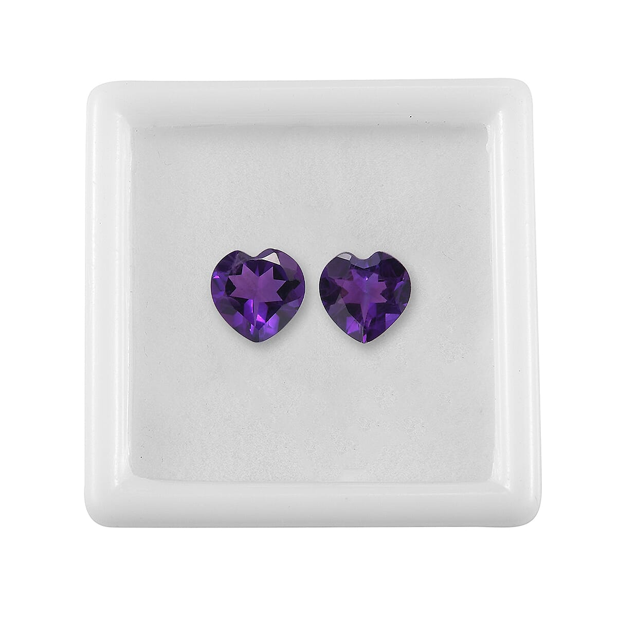 1.93 ctw Heart Cut African Amethyst Loose Gemstone – AA Grade (Set Of 2) (7 mm)