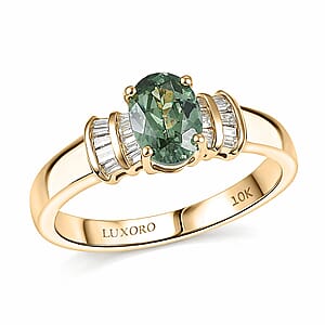 Luxoro AAA Ambanja Demantoid Garnet, Diamond I2 1.15 ctw Ring in 10K Yellow Gold (Size 6.0)
