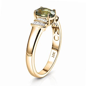 Luxoro AAA Ambanja Demantoid Garnet, Diamond I2 1.15 ctw Ring in 10K Yellow Gold (Size 6.0)