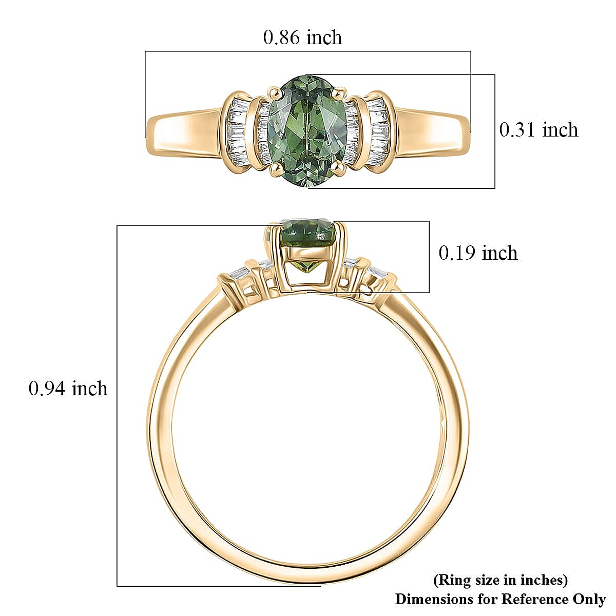 Luxoro AAA Ambanja Demantoid Garnet, Diamond I2 1.15 ctw Ring in 10K Yellow Gold (Size 6.0)