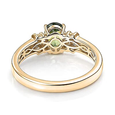 Luxoro AAA Ambanja Demantoid Garnet, Diamond I2 1.15 ctw Ring in 10K Yellow Gold (Size 6.0)