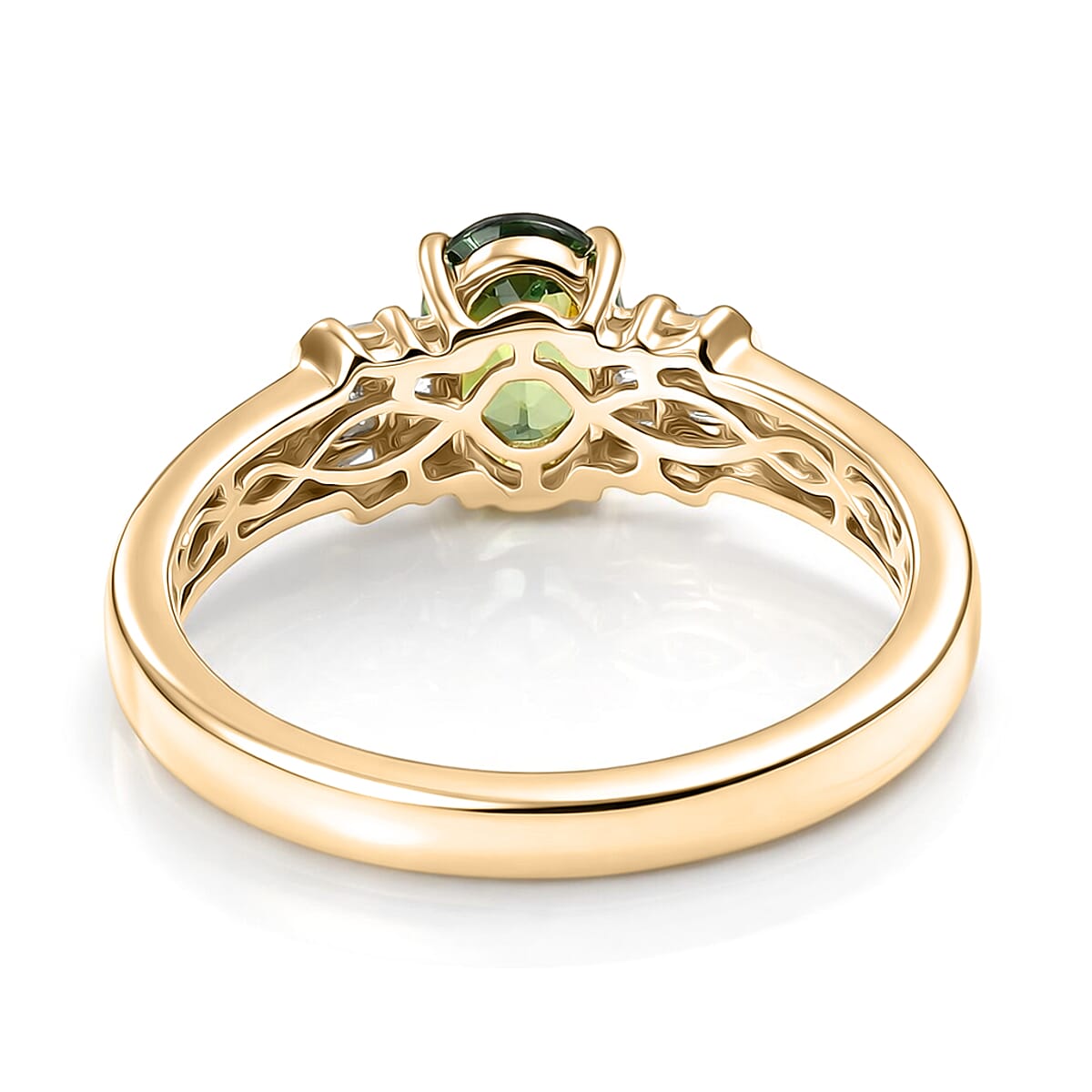 Luxoro AAA Ambanja Demantoid Garnet, Diamond I2 1.15 ctw Ring in 10K Yellow Gold (Size 7.0) image number 4