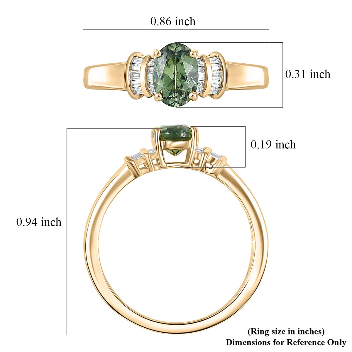 Luxoro AAA Ambanja Demantoid Garnet, Diamond I2 1.15 ctw Ring in 10K Yellow Gold (Size 7.0) image number 5