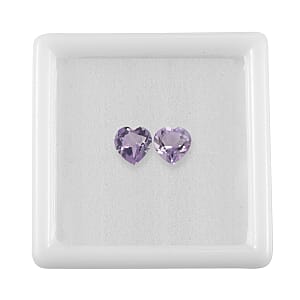 1.29 ctw Heart Cut Rose De France Amethyst Loose Gemstone (Set Of 2) (6 mm)