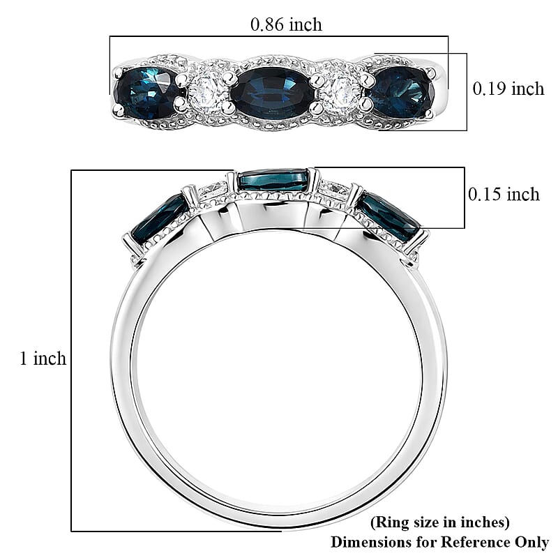 D'Joy AAA Monte Belo Indicolite and Moissanite 0.90 ctw Flowing Droplets Ring in Rhodium Over Sterling Silver (Size 10.0)