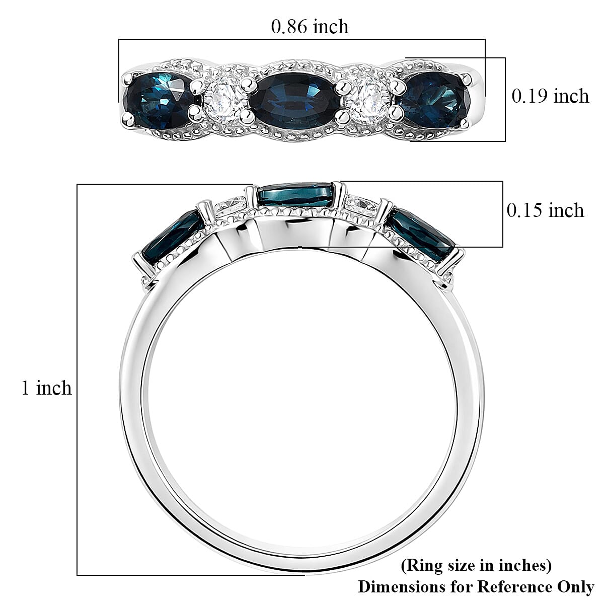 D'Joy AAA Monte Belo Indicolite and Moissanite 0.90 ctw Flowing Droplets Ring in Rhodium Over Sterling Silver (Size 7.0) image number 5