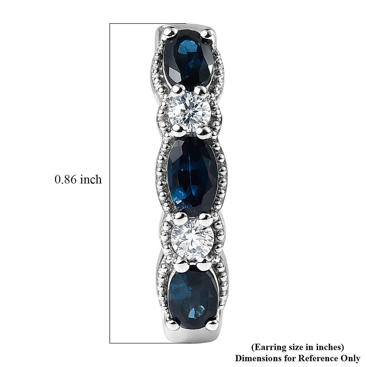 D'Joy Premium Monte Belo Indicolite and Moissanite 1.85 ctw Hoop Earrings in Rhodium Over Sterling Silver