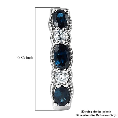 D'Joy Premium Monte Belo Indicolite and Moissanite 1.85 ctw Hoop Earrings in Rhodium Over Sterling Silver
