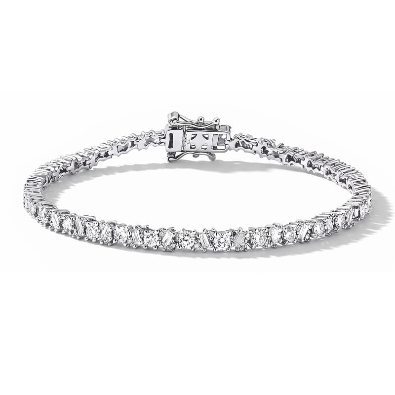 Luxuriant Lab Grown Diamond G-H SI 2.75 ctw Romanesque Line Bracelet in Rhodium Over Sterling Silver (8.00 In)