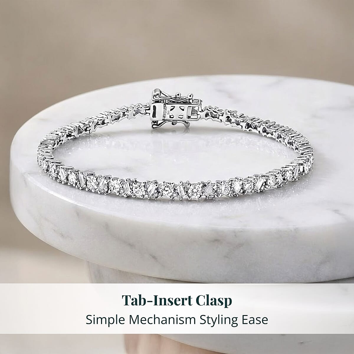 Luxuriant Lab Grown Diamond G-H SI 2.75 ctw Romanesque Line Bracelet in Rhodium Over Sterling Silver (8.00 In) image number 5