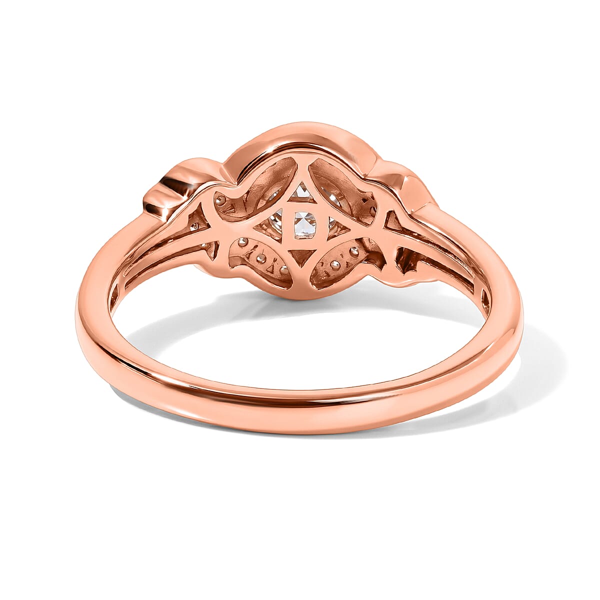 D'Joy Premium Blush Tourmaline and Moissanite 0.65 ctw Timeless Knot Ring in 18K Vermeil Rose Gold Over Sterling Silver (Size 10.0) image number 2