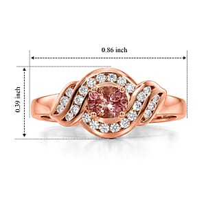 D'Joy Premium Blush Tourmaline and Moissanite 0.65 ctw Timeless Knot Ring in 18K Vermeil Rose Gold Over Sterling Silver (Size 10.0)