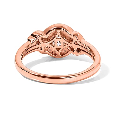 D'Joy Premium Blush Tourmaline and Moissanite 0.65 ctw Timeless Knot Ring in 18K Vermeil Rose Gold Over Sterling Silver (Size 10.0)