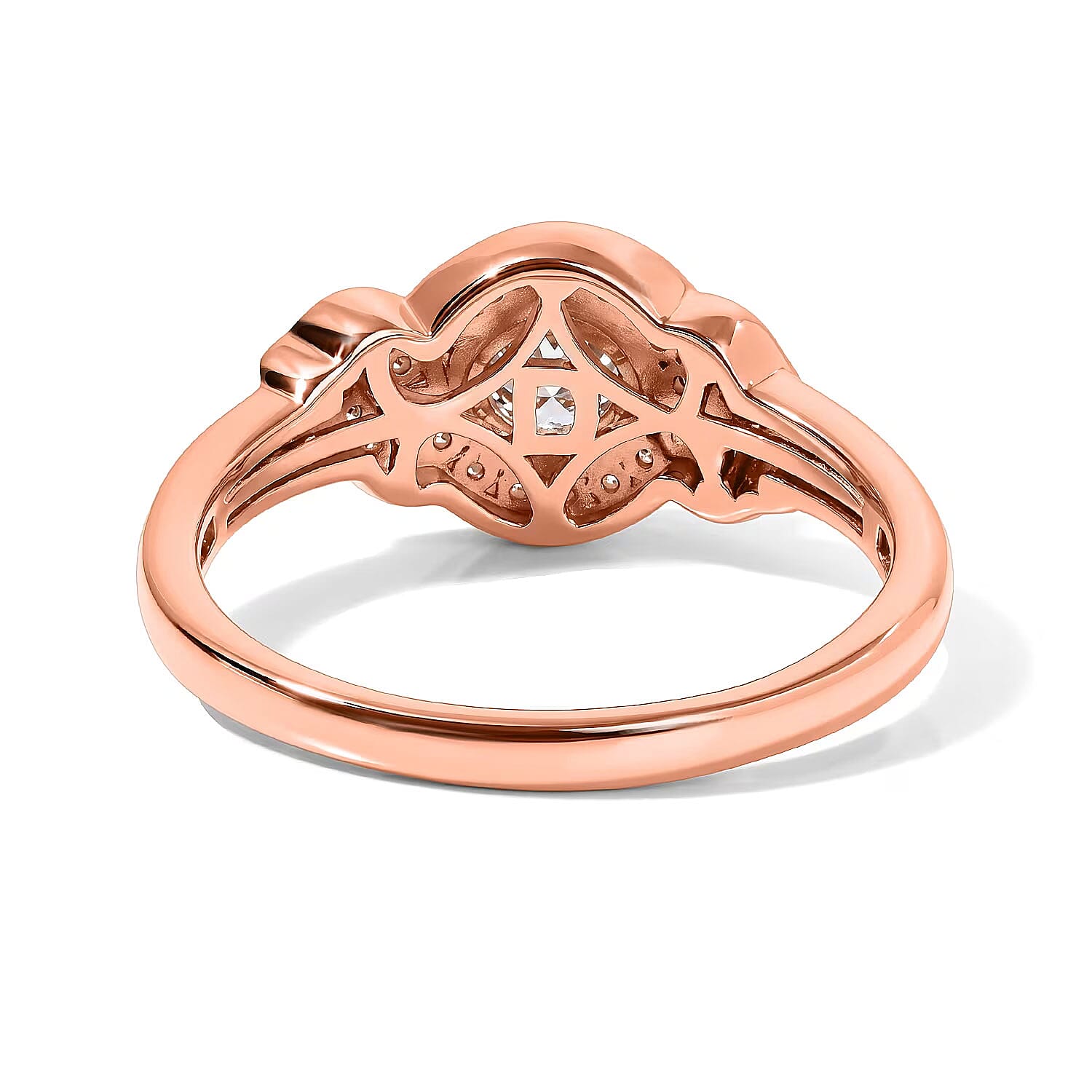 D'Joy Premium Blush Tourmaline and Moissanite 0.65 ctw Timeless Knot Ring in 18K Vermeil Rose Gold Over Sterling Silver (Size 6.0)