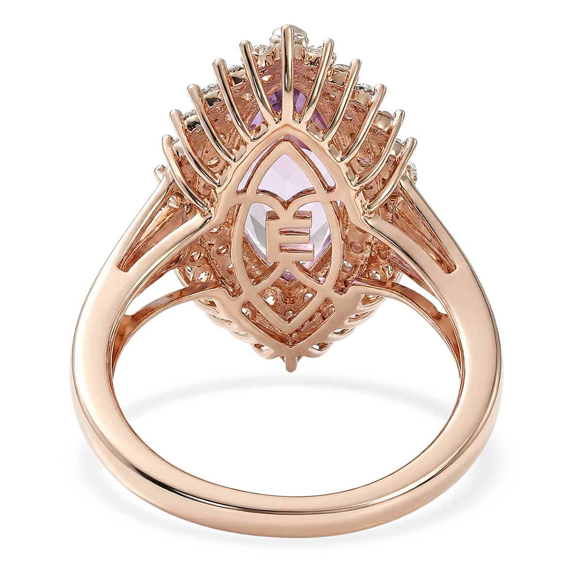 EverTrue Rose De France Amethyst and White Zircon 4.90 ctw Crown Radiance Ring in 18K RG Plated (Size 9.0) image number 4