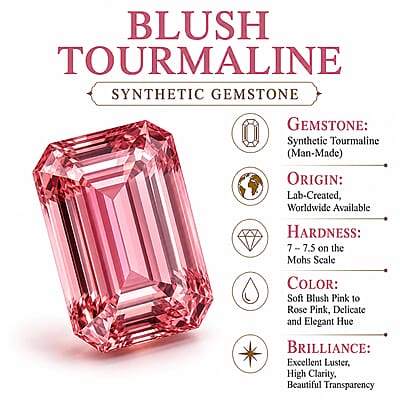 Premium Blush Tourmaline and Luxuriant Lab Grown Diamond (G-H, SI) (0.17 cts) 1.50 ctw Timeless Blush Halo Ring in 18K Vermeil Rose Gold Over Sterling Silver (Size 6.0)