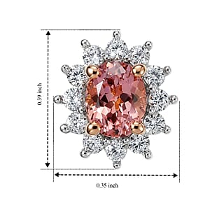 D'Joy Premium Blush Tourmaline and White Zircon 1.30 ctw Sparkle Stud Earrings in 18K Vermeil Rose Gold Over Sterling Silver