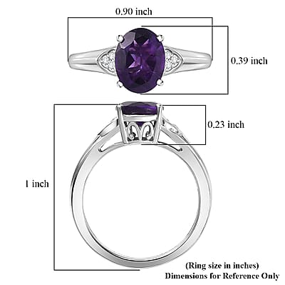 D'Joy African Amethyst and White Zircon 1.75 ctw Ring in Platinum Over Sterling Silver (Size  7.0)
