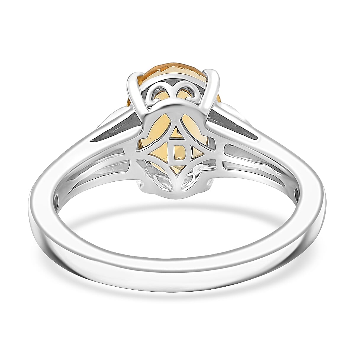 D'Joy Brazilian Citrine and White Zircon 2.00 ctw Ring in Platinum Over Sterling Silver (Size  8.0) image number 4