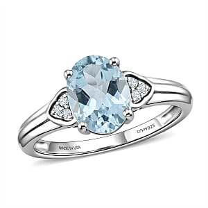 D'Joy Sky Blue Topaz and White Zircon 2.30 ctw Ring in Platinum Over Sterling Silver (Size 6.0)