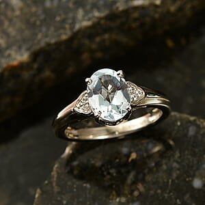 D'Joy Sky Blue Topaz and White Zircon 2.30 ctw Ring in Platinum Over Sterling Silver (Size 6.0)