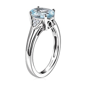 D'Joy Sky Blue Topaz and White Zircon 2.30 ctw Ring in Platinum Over Sterling Silver (Size 6.0)
