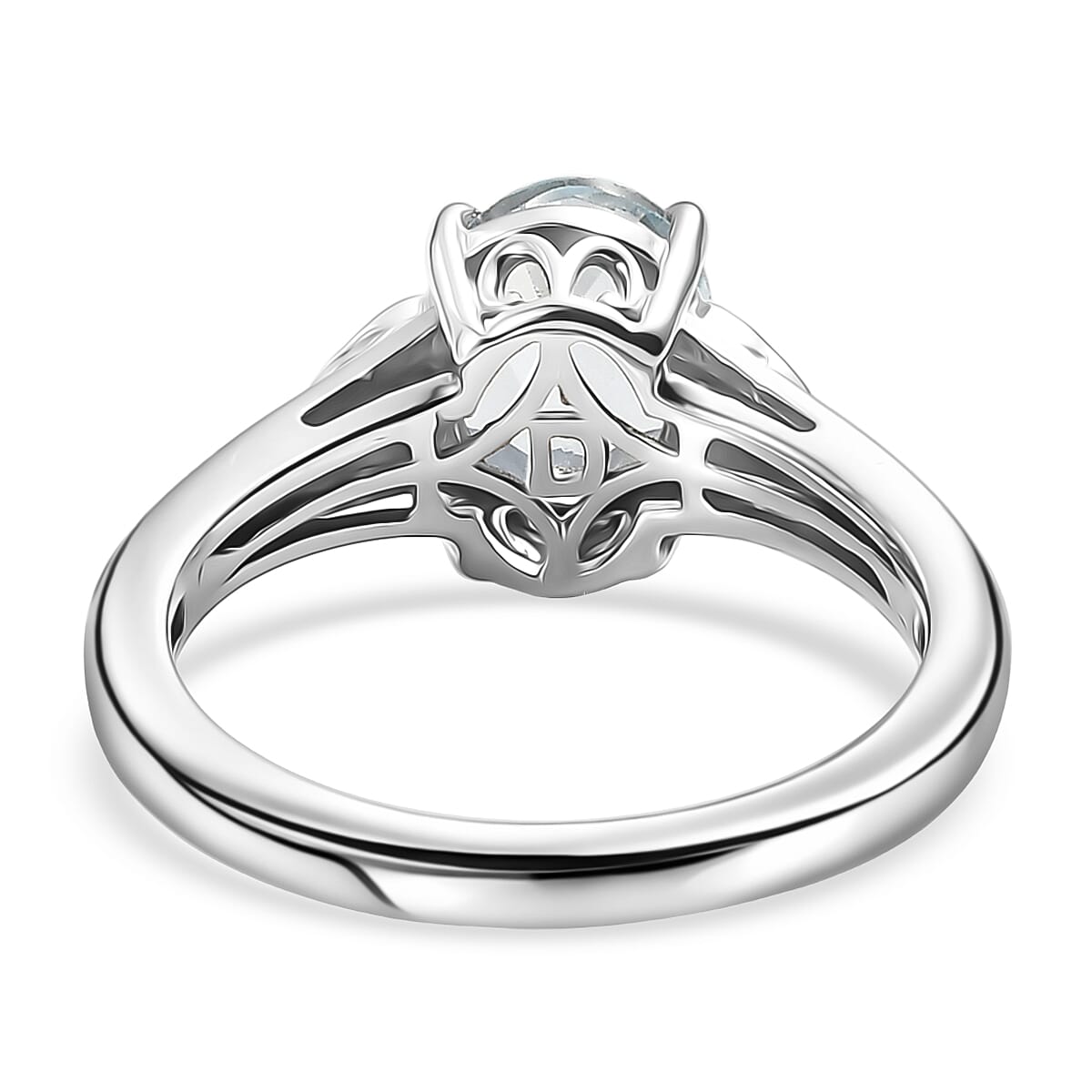 D'Joy Sky Blue Topaz and White Zircon 2.30 ctw Ring in Platinum Over Sterling Silver (Size 7.0)