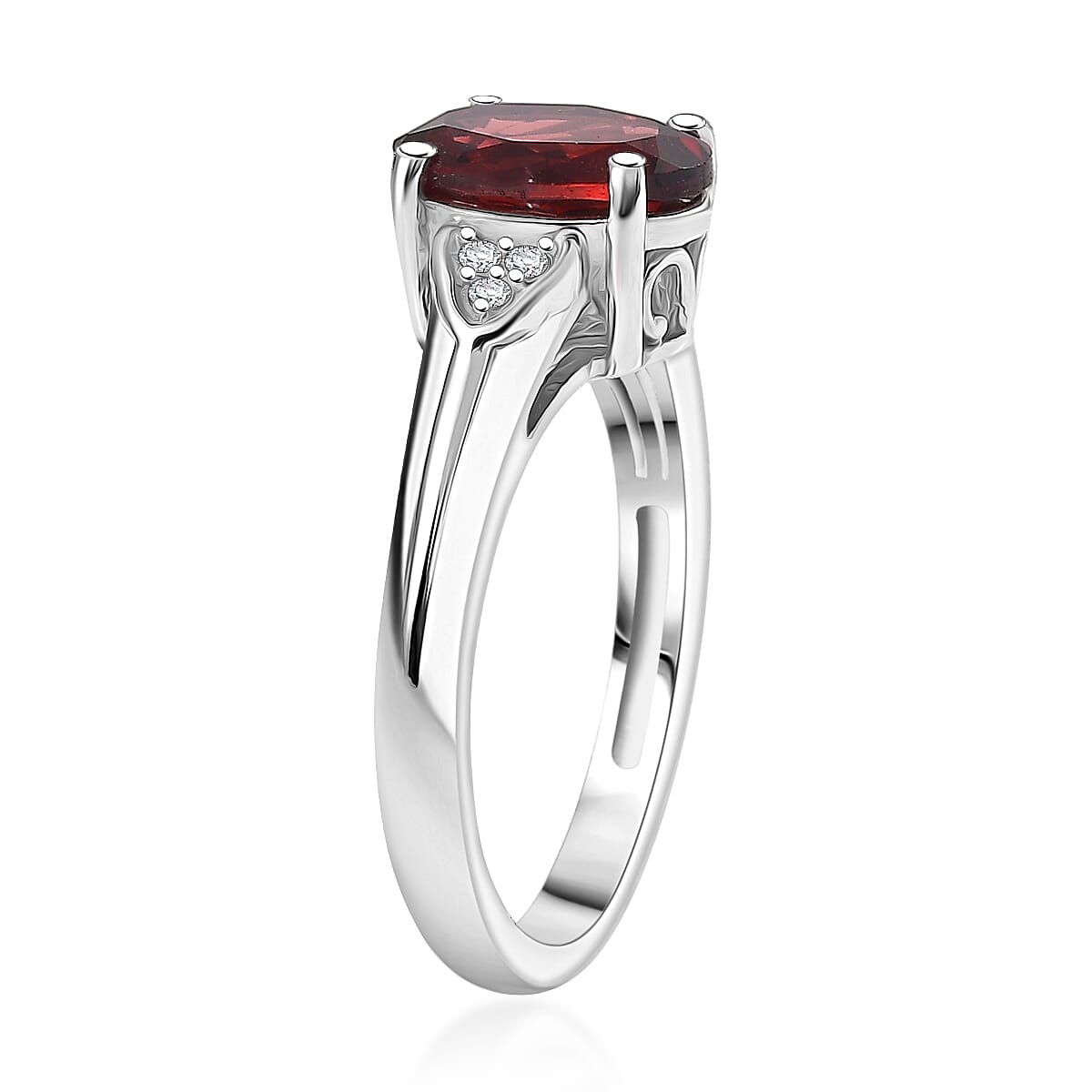 D'Joy Mozambique Garnet, White Zircon 2.20 ctw Ring in Platinum Over Sterling Silver (Size  11.0) image number 3