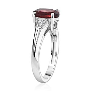 D'Joy Mozambique Garnet, White Zircon 2.20 ctw Ring in Platinum Over Sterling Silver (Size  9.0)