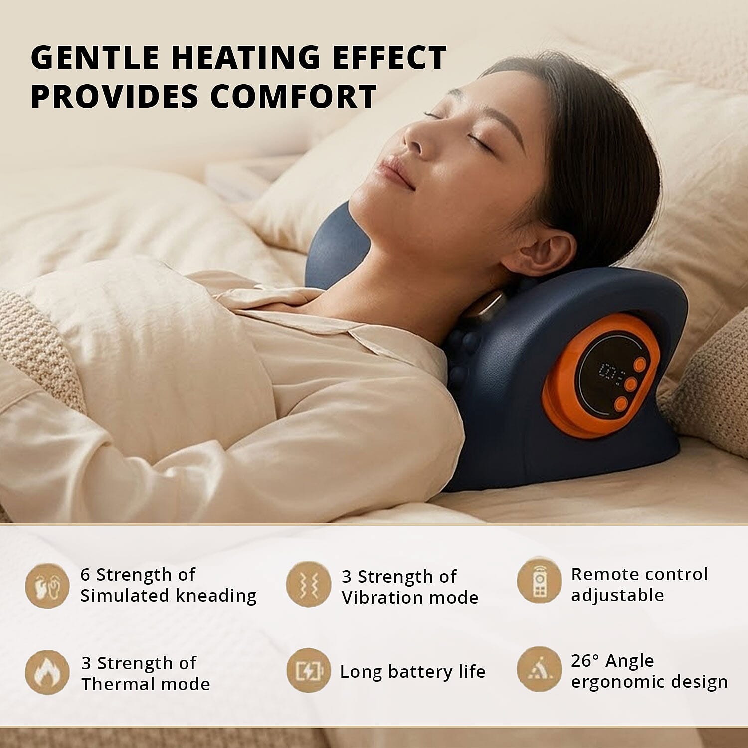 Livmore Dark Blue EMS Neck Massager with Remote Control