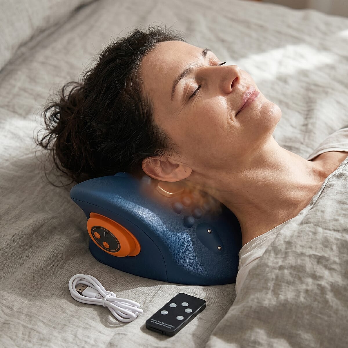 Livmore Dark Blue EMS Neck Massager with Remote Control image number 1