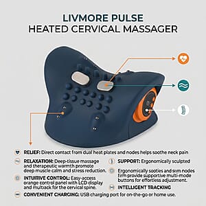 Livmore Dark Blue EMS Neck Massager with Remote Control