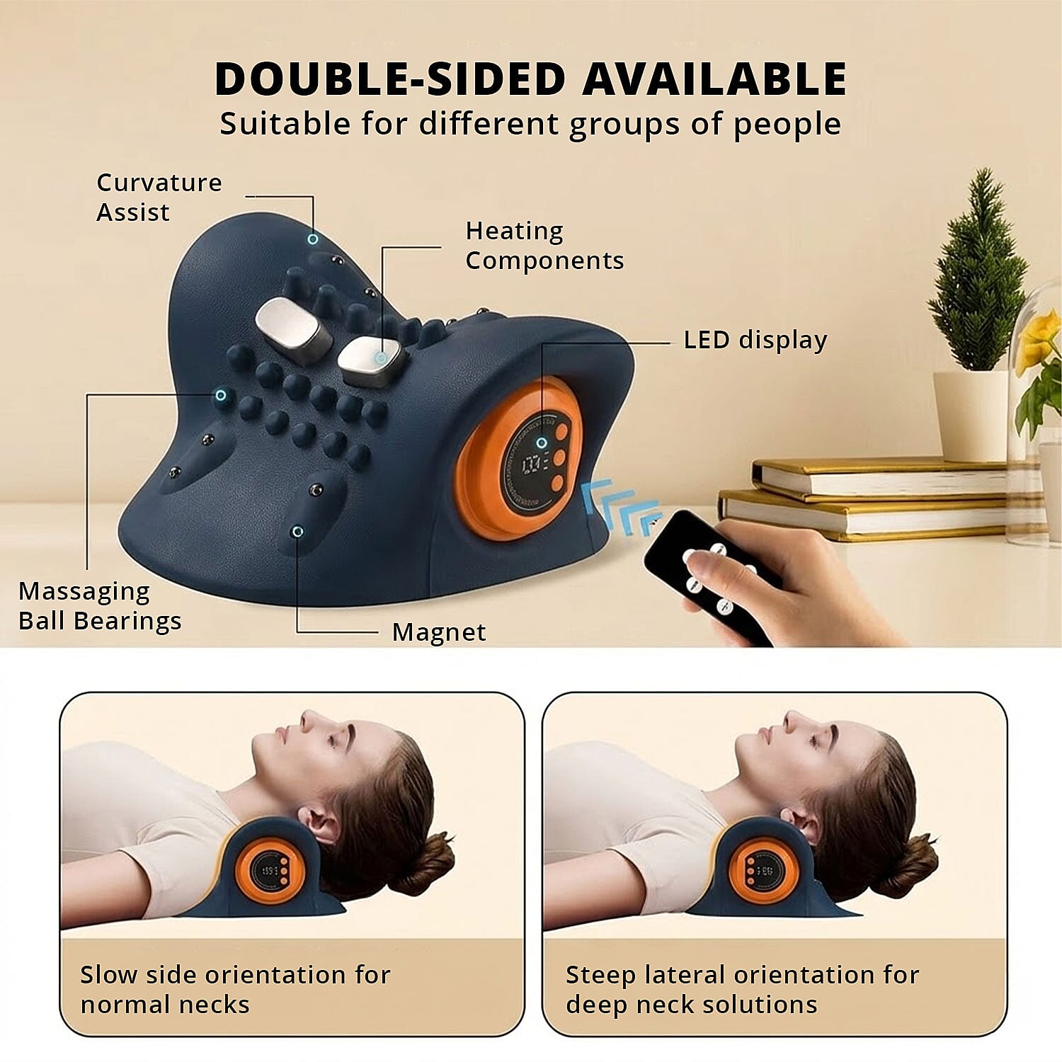 Livmore Dark Blue EMS Neck Massager with Remote Control