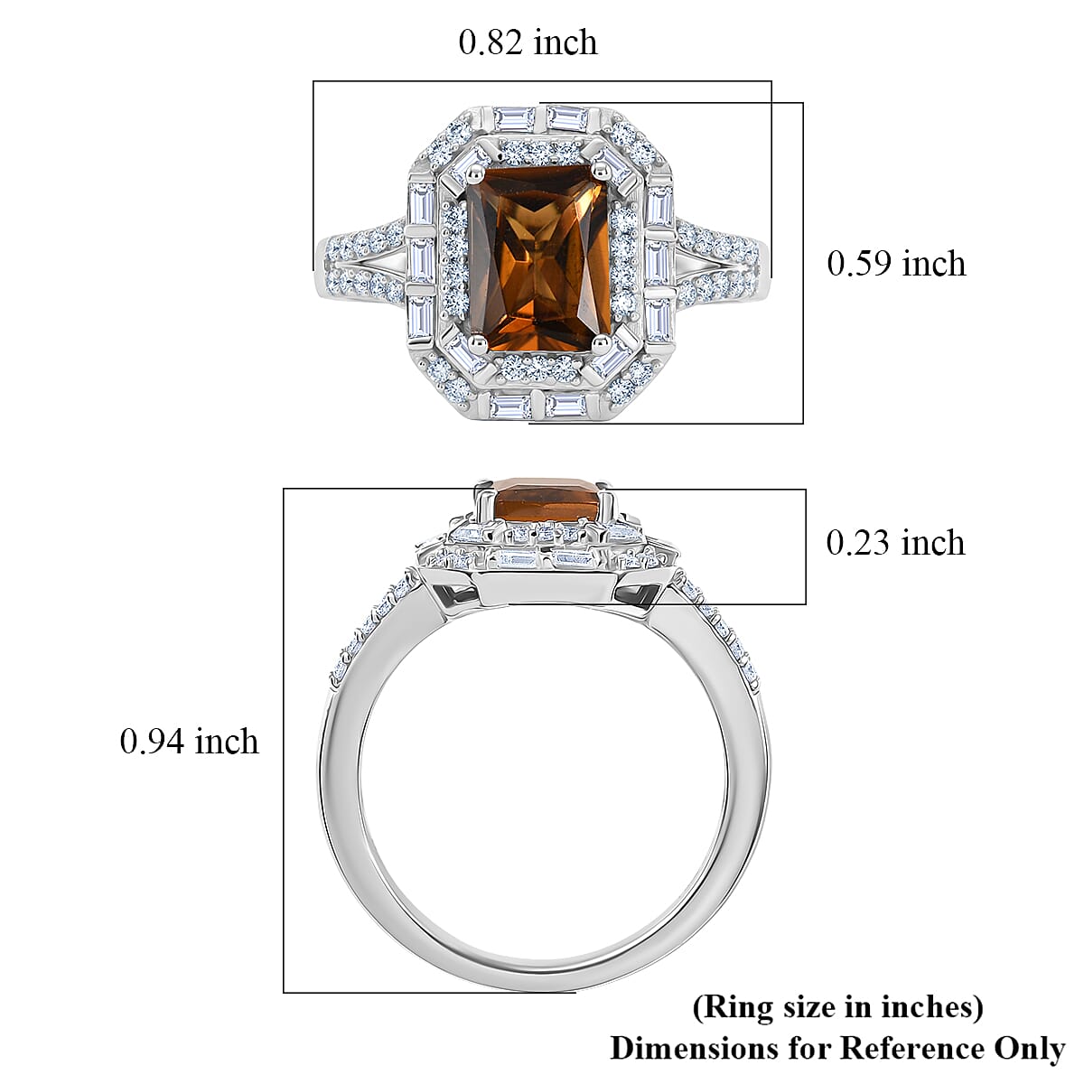 D'Joy Premium Golden Turkizite and Moissanite 2.30 ctw Octagonal Window Ring in Rhodium Over Sterling Silver (Size 10.0) image number 5