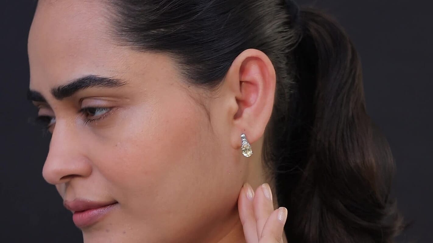 D'Joy African Amethyst, White Zircon Stud Earrings in Platinum Over Sterling Silver and Stainless Steel 2.50 ctw