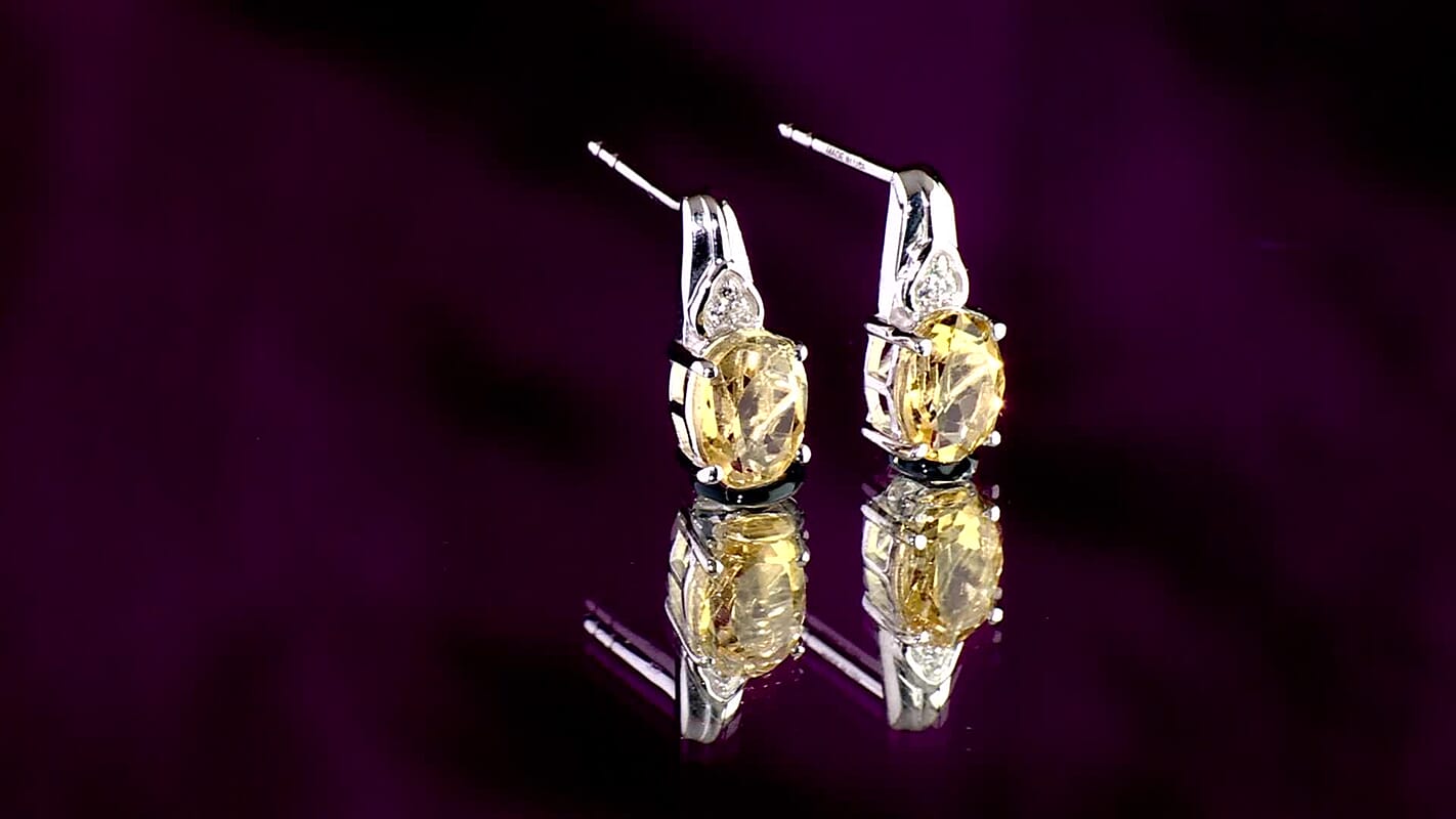 D'Joy African Amethyst, White Zircon Stud Earrings in Platinum Over Sterling Silver and Stainless Steel 2.50 ctw