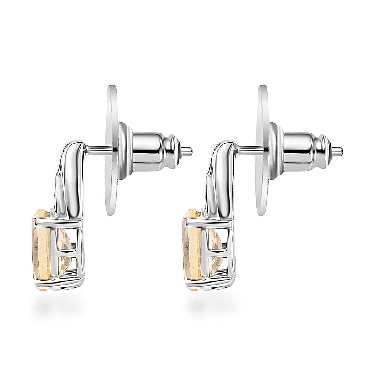 D'Joy Brazilian Citrine and White Zircon 2.50 ctw Royal Teardrop Earrings in Platinum Over Sterling Silver and Stainless Steel