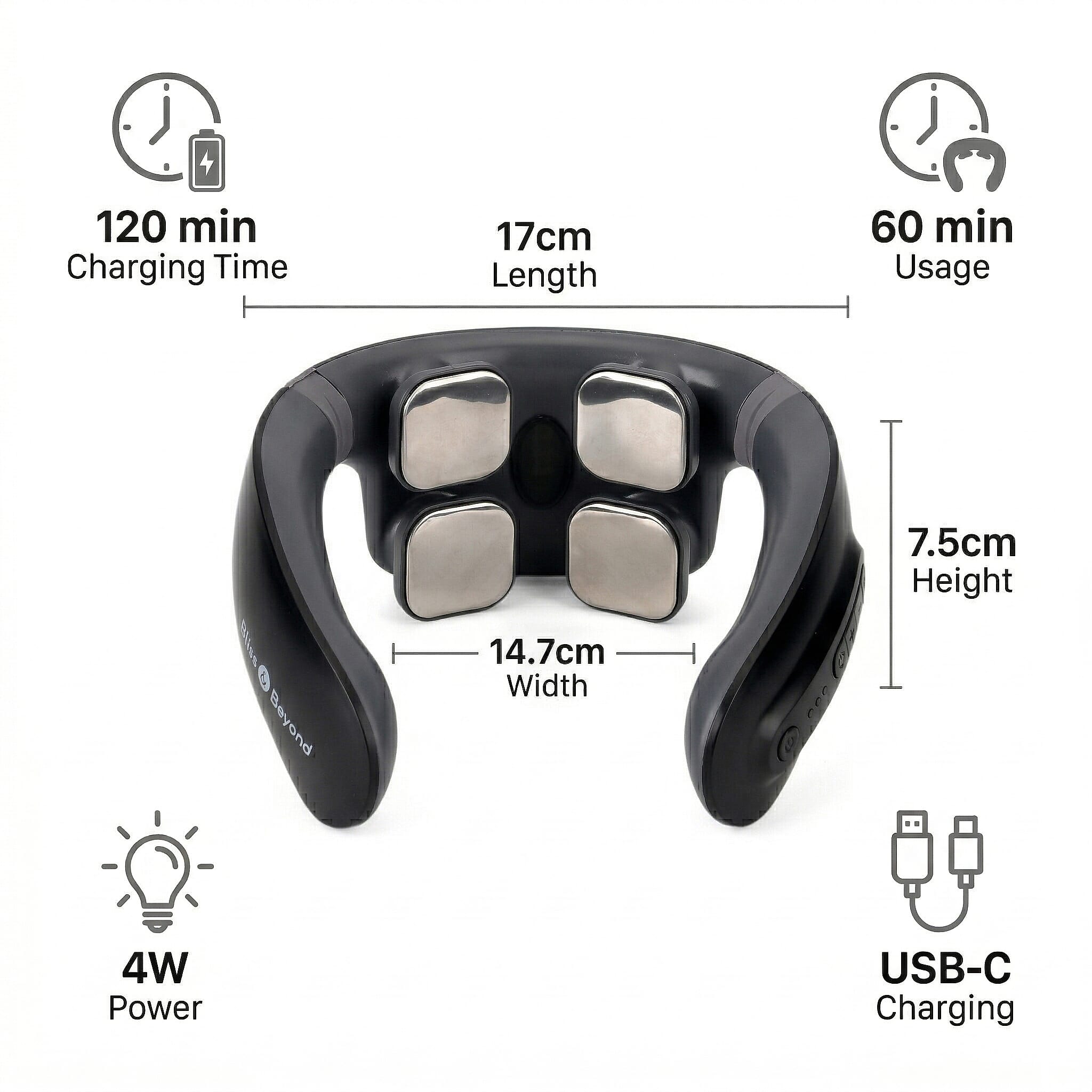Livmore Black & Gray Neck Massager