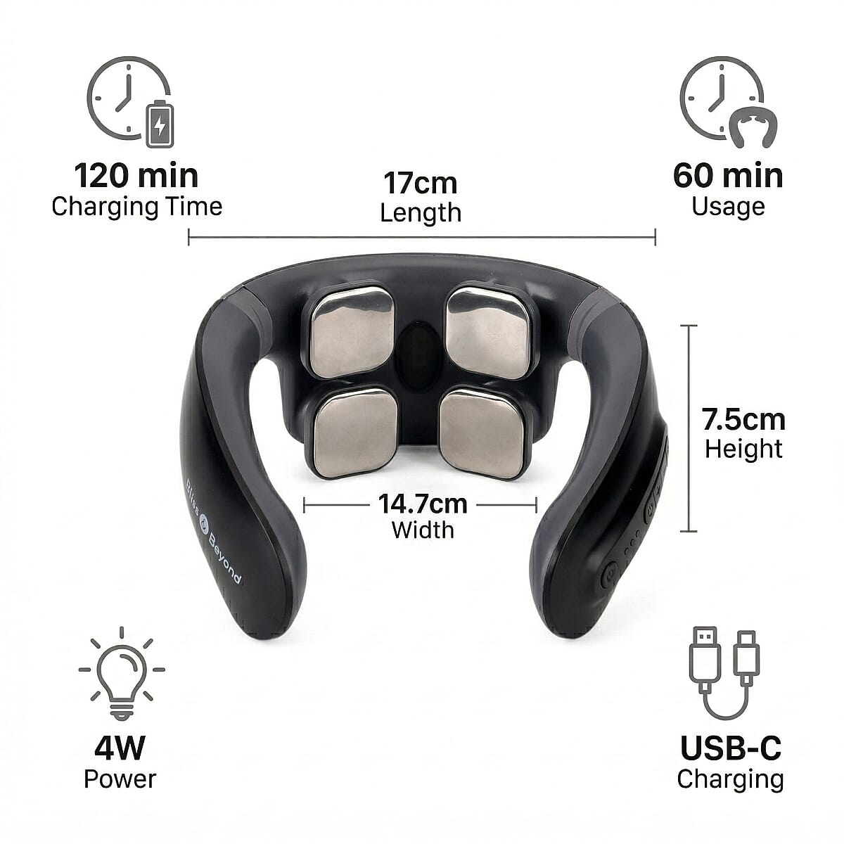 Livmore Black & Gray Neck Massager image number 4
