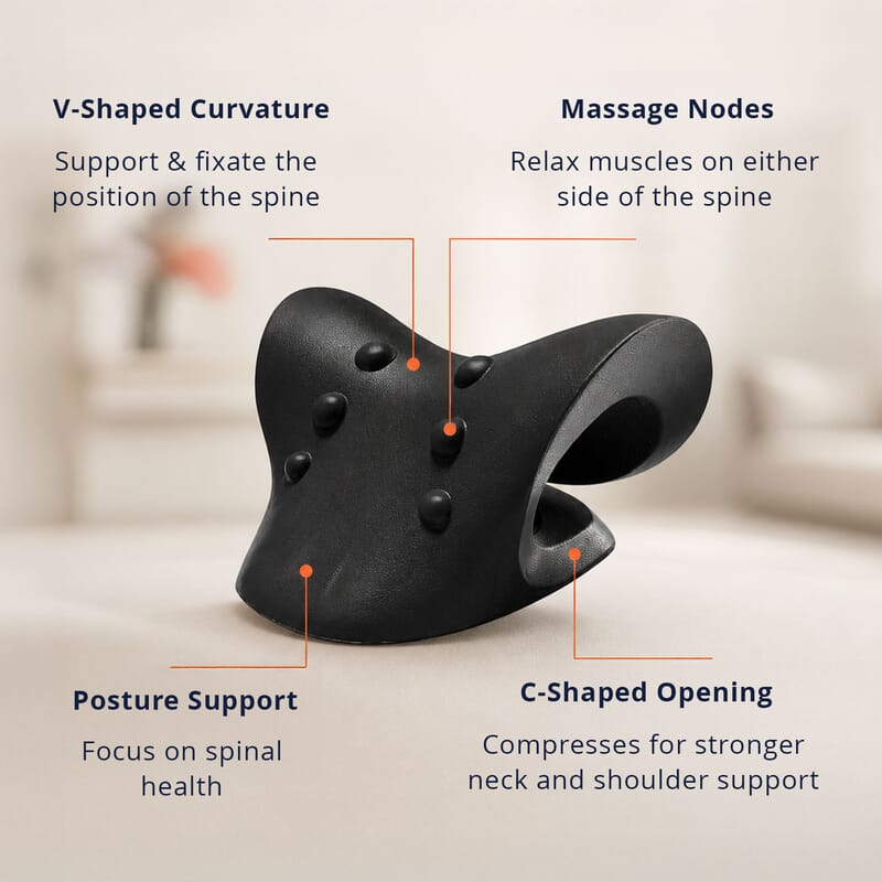 Livmore Black Faux Leather Ergonomic Support Pillow