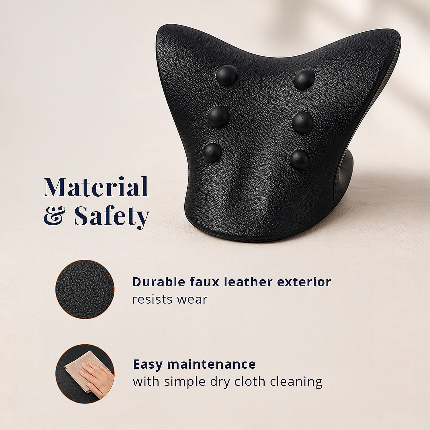 Livmore Black Faux Leather Ergonomic Support Pillow