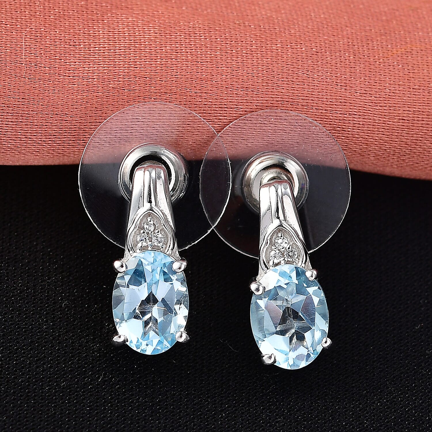 D'Joy Sky Blue Topaz and White Zircon 3.15 ctw Royal Teardrop Earrings in Platinum Over Sterling Silver and Stainless Steel