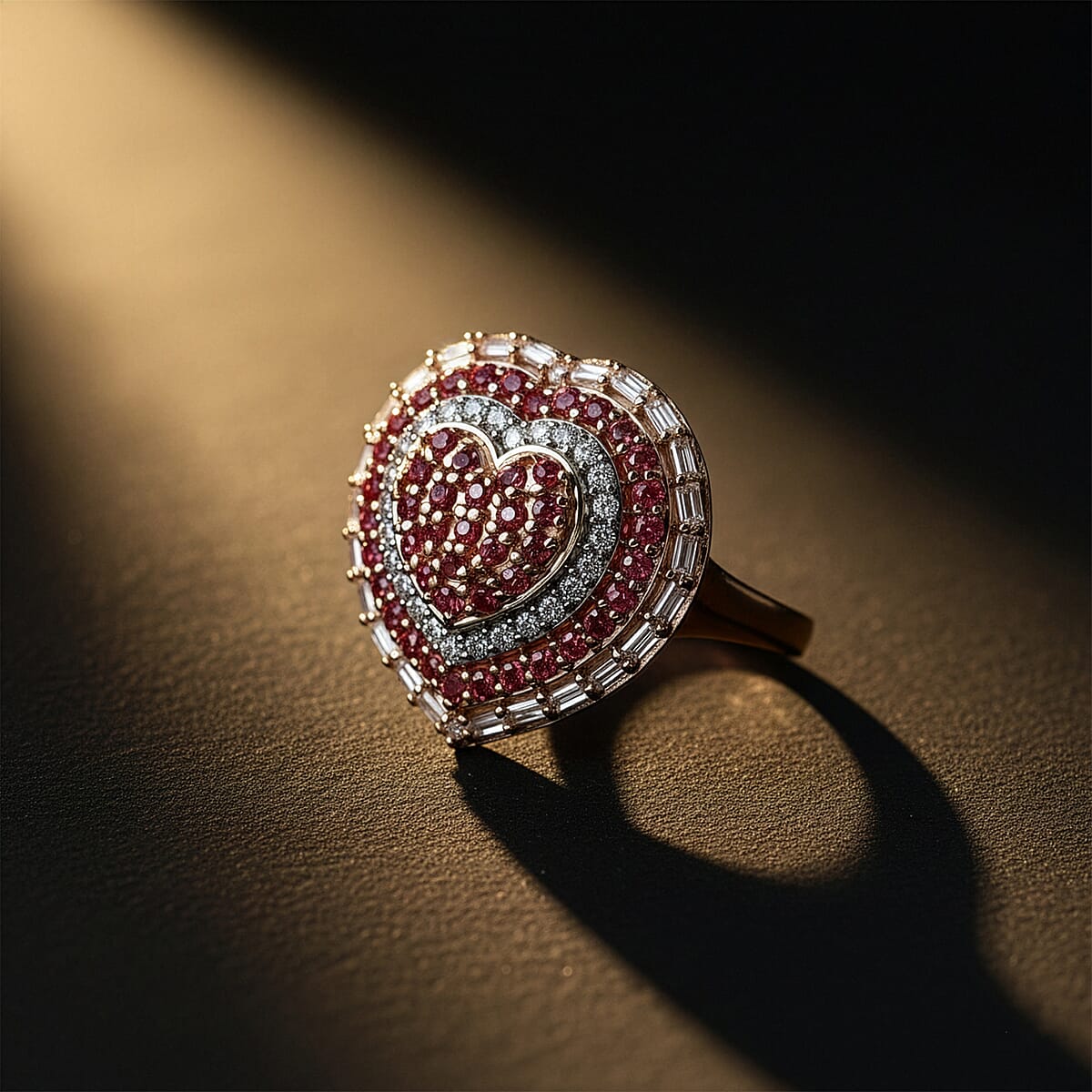 D'Joy Premium Padparadscha Sapphire and Moissanite 1.70 ctw Ring in 18K Vermeil Rose Gold Over Sterling Silver (Size 10.0) image number 1