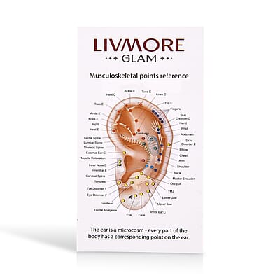 Livmore Ear Acupuncture Patch Box with Tweezers - Brown (14 Sheets and 60 Pcs in Box)