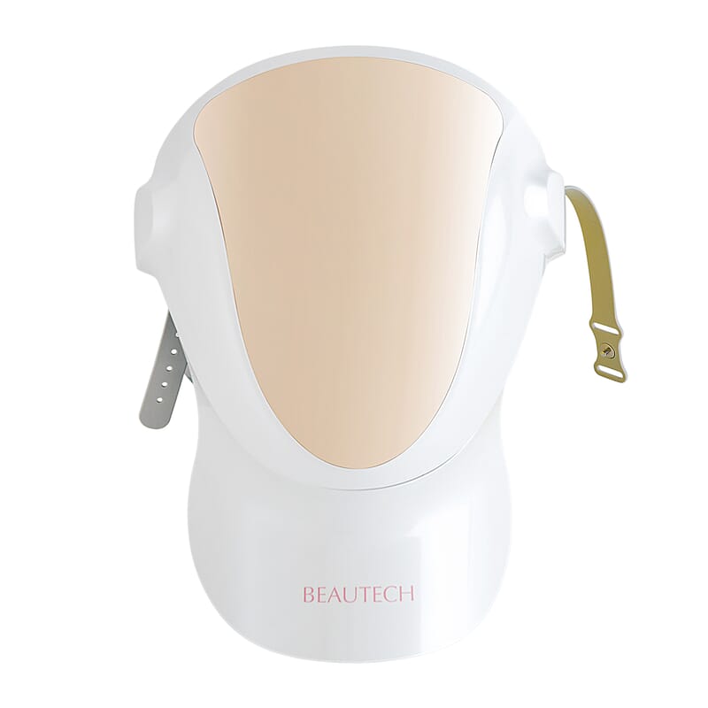 Beautech White and Gold LED Light Therapy Visible Facial Mask and Neck Mask with Stand (Lifetime Warranty)