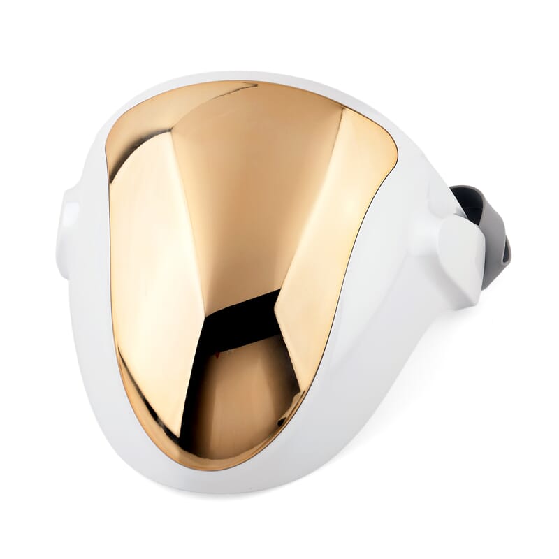 Beautech White and Gold LED Light Therapy Visible Facial Mask and Neck Mask with Stand (Lifetime Warranty)