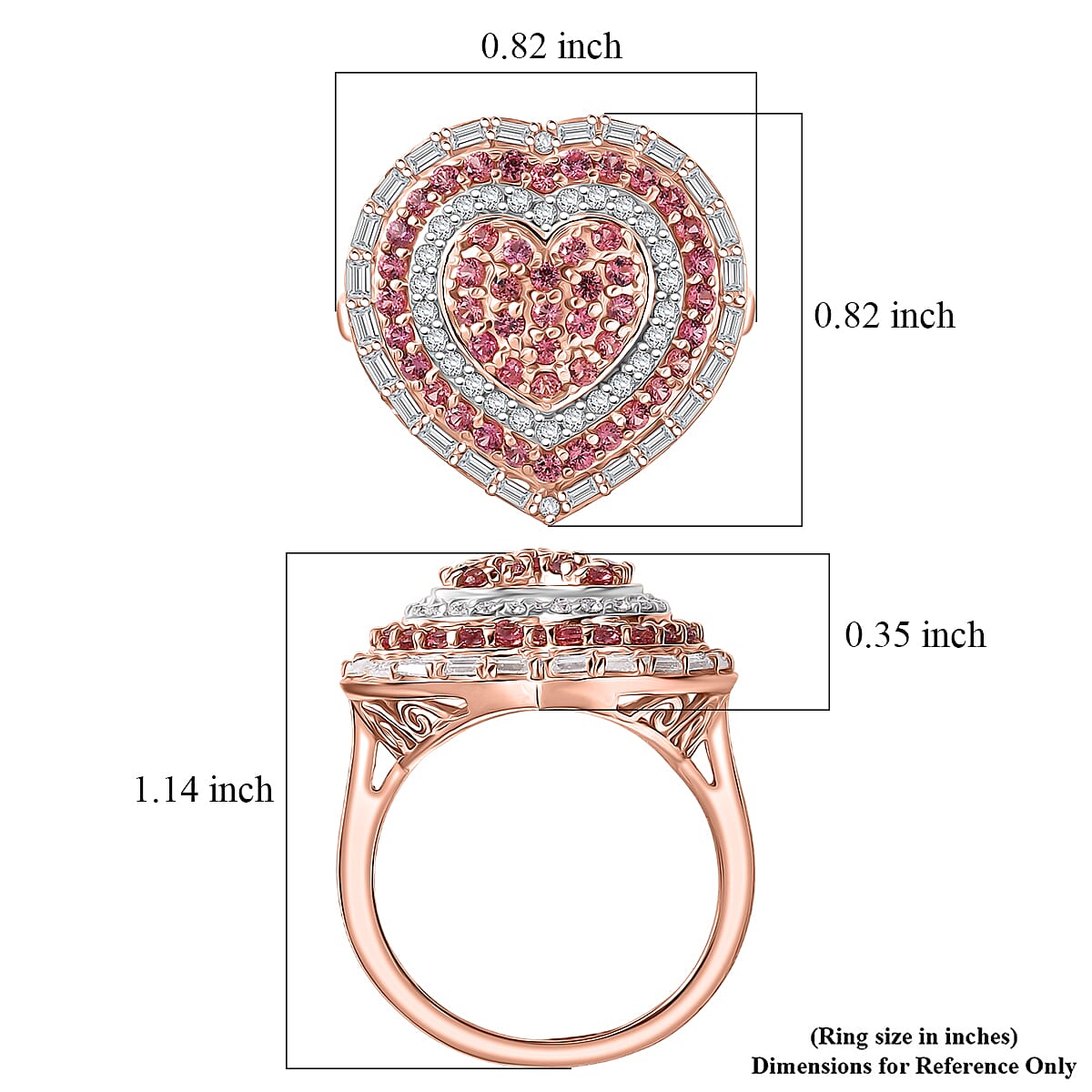 D'Joy Premium Padparadscha Sapphire and Moissanite 1.70 ctw Royal Medallions and Ceremonial Coin Ring in 18K Vermeil Rose Gold Over Sterling Silver (Size 9.0) image number 5