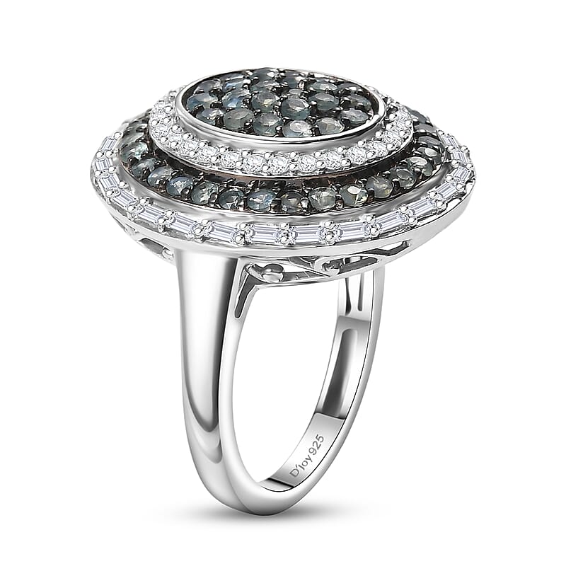 D'Joy Premium Narsipatnam Alexandrite and Moissanite 1.90 ctw Royal Medallions Ring in Rhodium Over Sterling Silver (Size 10.0)