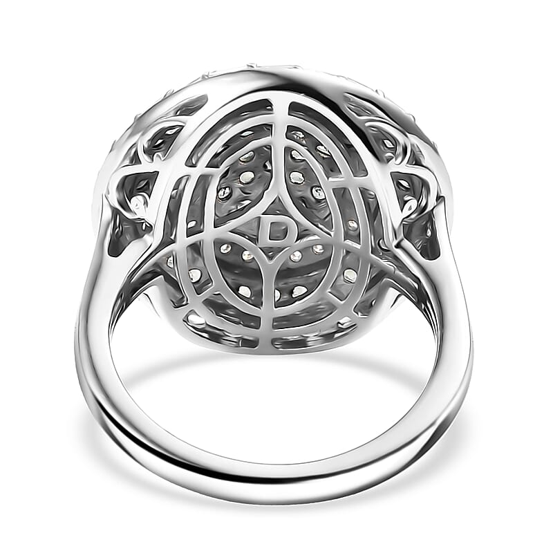 D'Joy Premium Narsipatnam Alexandrite and Moissanite 1.90 ctw Royal Medallions Ring in Rhodium Over Sterling Silver (Size 10.0)